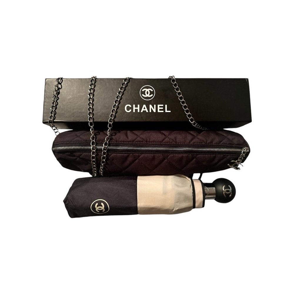 Chanel Black Quilted Umbrella